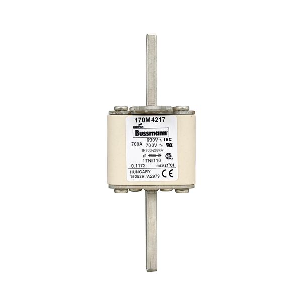 Fuse-link, high speed, 700 A, AC 690 V, DIN 1, 53 x 66 x 138 mm, aR, DIN, IEC, type T indicator image 10