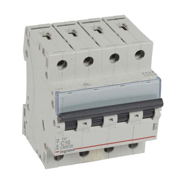 MCB TX³ 6000 - 4P - 400 V~ - 16 A - C curve - prong-type supply busbars image 1