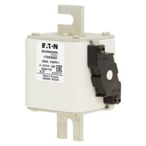 Fuse-link, high speed, 550 A, AC 1400 V, DIN 3, aR, DIN, type K indicator image 6