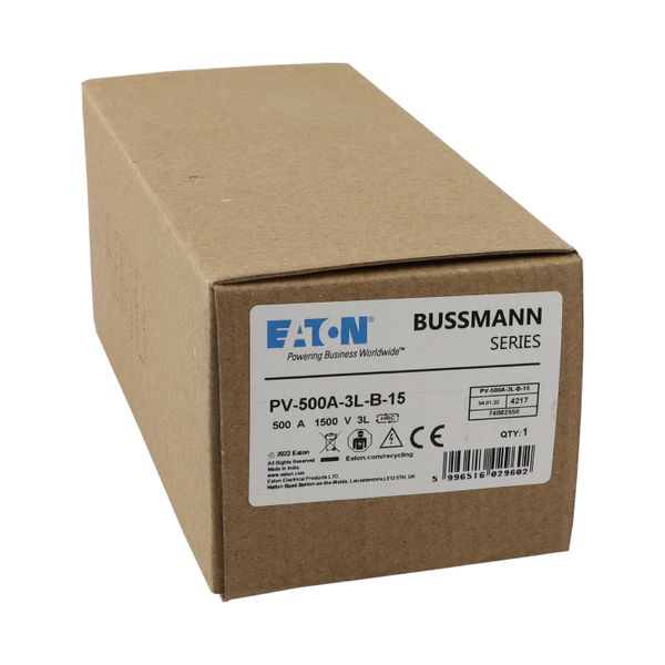 Fuse-link, high speed, 500 A, DC 1500 V, 3L, 75 x 205 mm, gPV, IEC, UL, with indicator, bolted contacts image 15