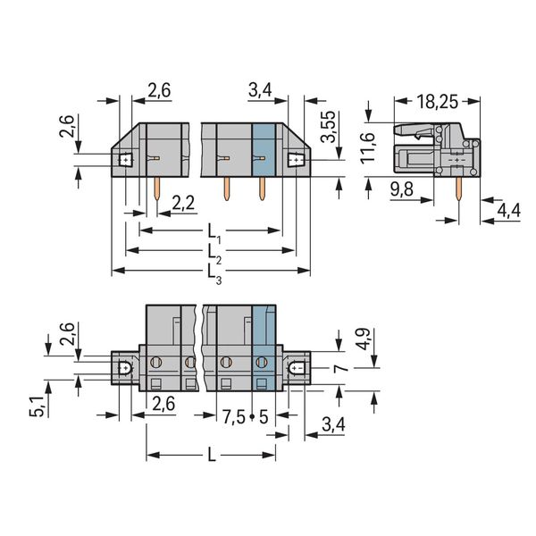 THT female header angled Pin spacing 7.5 mm gray image 2