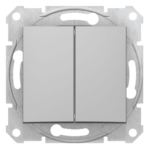 Sedna - double 1pole pushbutton - 10A without frame aluminium image 1