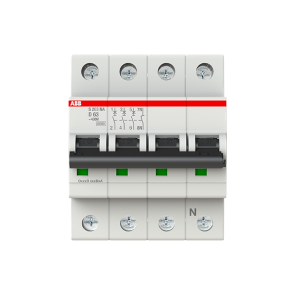 S203-D63NA Miniature Circuit Breaker - 3+NP - D - 63 A image 4