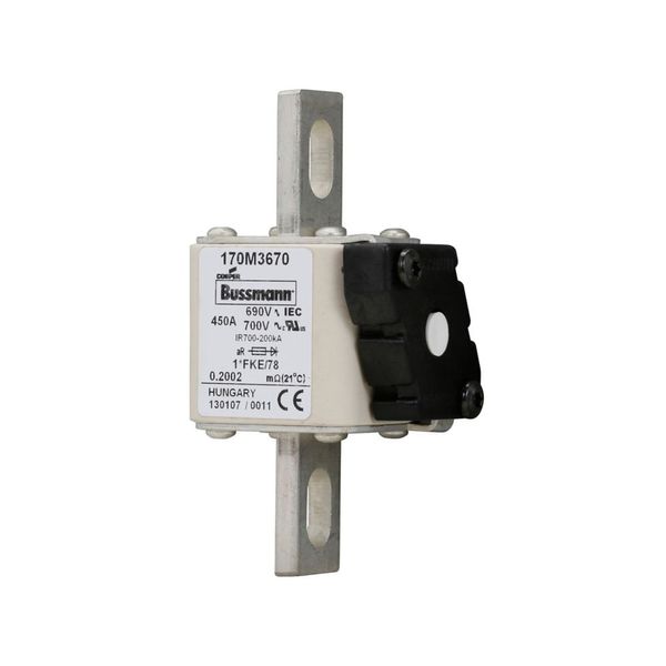 Fuse-link, high speed, 450 A, AC 690 V, compact size 1, 45 x 59 x 110 mm, aR, IEC, UL image 13