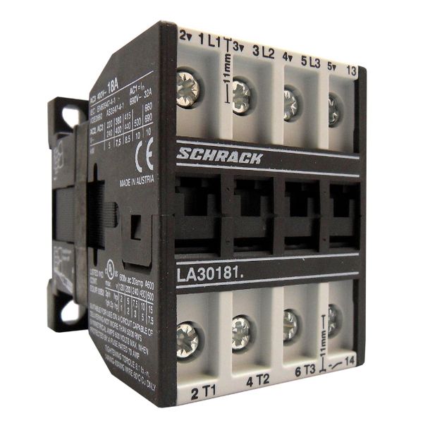 Contactor, 7.5kW, 18A AC3, 32A AC1, 3-pole, 1NO, 230VAC image 1