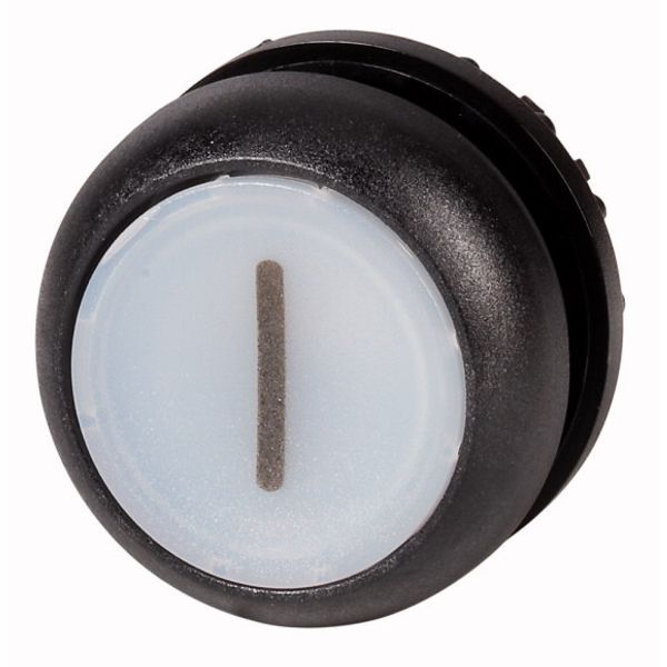 Illuminated pushbutton actuator, RMQ-Titan, Flush, maintained, White, inscribed 1, Bezel: black image 1