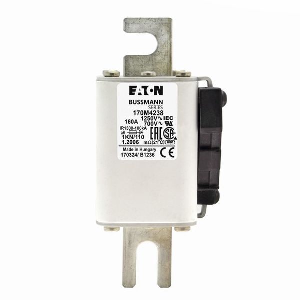 Fuse-link, high speed, 160 A, AC 1250 V, size 1, 53 x 69 x 138 mm, aR, DIN, IEC, single indicator image 2