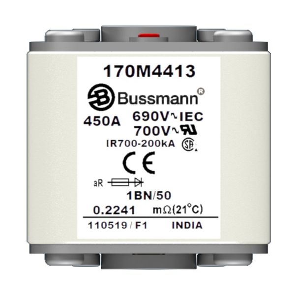 Fuse-link, high speed, 250 A, AC 1250 V, size 1, 53 x 69 x 80 mm, aR, IEC, UL, single indicator image 5