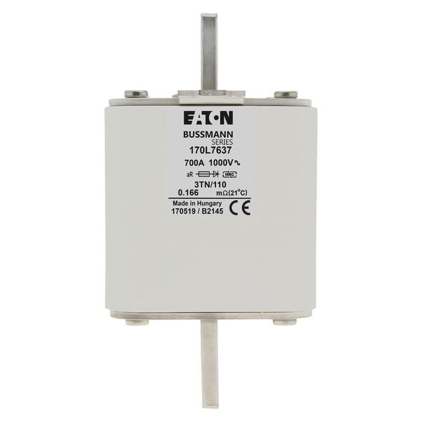 Fuse-link, high speed, 700 A, AC 1000 V, Size 3, 76 x 90 x 141 mm, aR, DIN, IEC, single indicator image 15