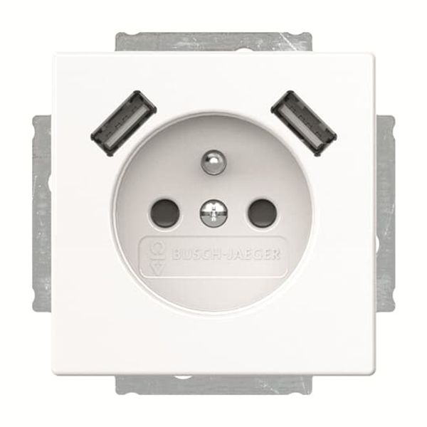 20 MUCB2USB-84-500 Socket Earthing pin with USB AA studio white - 63x63 image 1