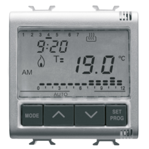 TIMED THERMOSTAT DAILY/WEEKLY PROGRAMMING - 230V ac 50/60Hz - 2 MODULES - TITANIUM - CHORUSMART image 1