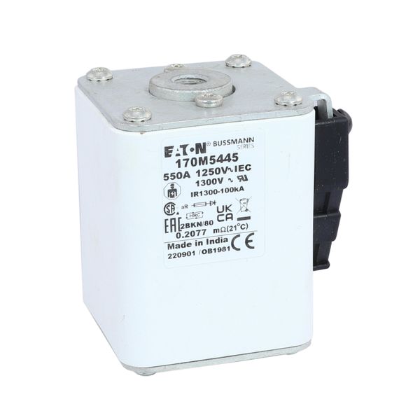 Fuse-link, high speed, 550 A, AC 1250 V, size 2, 61 x 77 x 81 mm, aR, IEC, UL, single indicator image 24