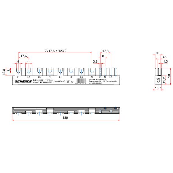 Busbar, 1xRCCB 4-pole, 1xMCB 3+N, 2xMCB 1+N/1 MW, 10MW,10mmý image 9