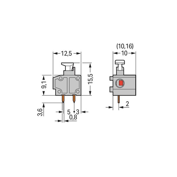 Stackable PCB terminal block push-button 1.5 mm² light green image 3