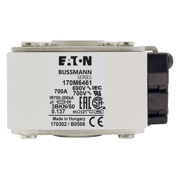 Fuse-link, high speed, 700 A, AC 690 V, size 3, aR, IEC, UL, type K indicator image 8