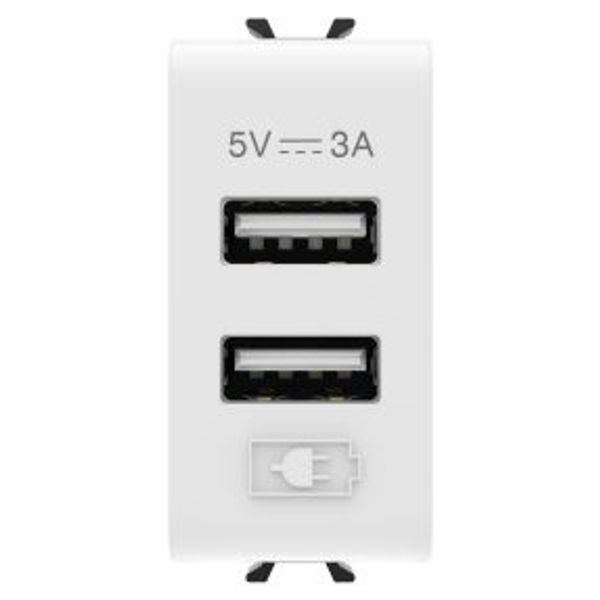 USB CHARGER - A+A TYPE - 3A - GLOSSY WHITE - 1 MODULE - CHORUSMART image 1