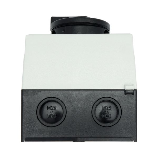 Main switch, T0, 20 A, surface mounting, 3 contact unit(s), 3 pole, 2 N/O, 1 N/C, STOP function, Lockable in the 0 (Off) position, hard knockout versi image 44