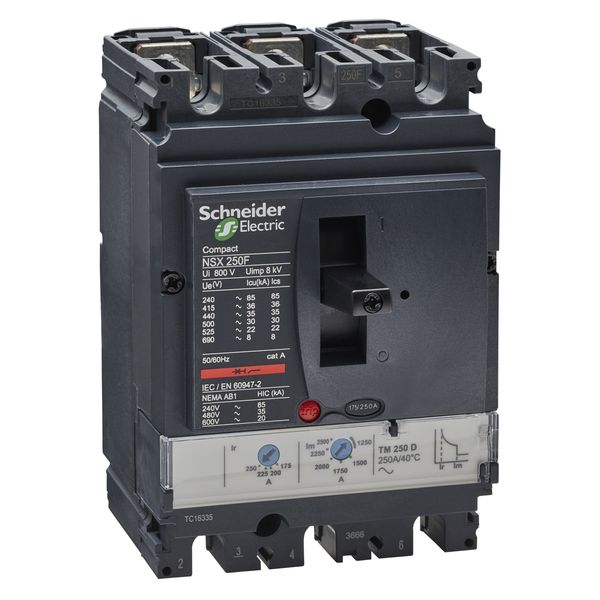 circuit breaker ComPact NSX250F, 36 kA at 415 VAC, TMD trip unit 250 A, 3 poles 3d image 2