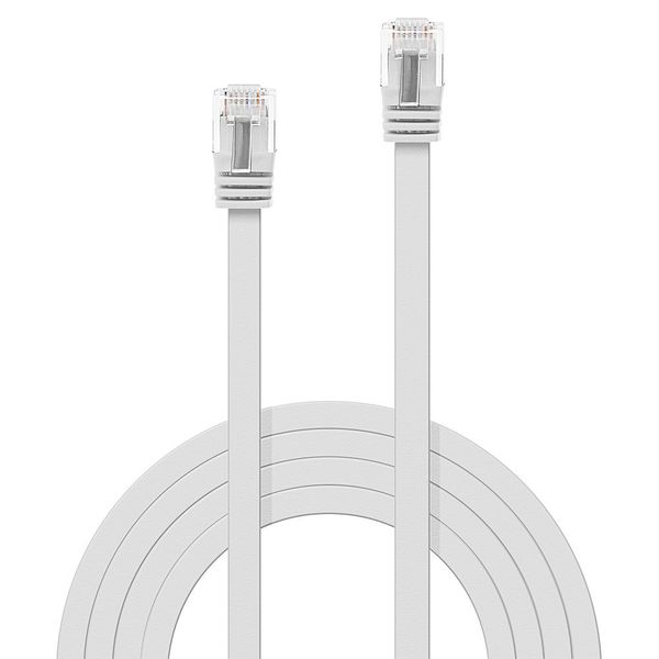 10m Cat.6 U/UTP Flat Network Cable, White RJ45, M/M, 250MHz, copper, 32AWG image 2