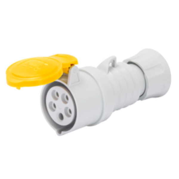 STRAIGHT CONNECTOR HP - IP44/IP54 - 2P+E 16A 100-130V 50/60HZ - YELLOW - 4H - FAST WIRING image 1