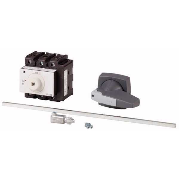 Main switch, P3, 100 A, rear mounting, 3 pole, 1 N/O, 1 N/C, STOP function, with black rotary handle and lock ring (K series), Lockable in the 0 (Off) image 1