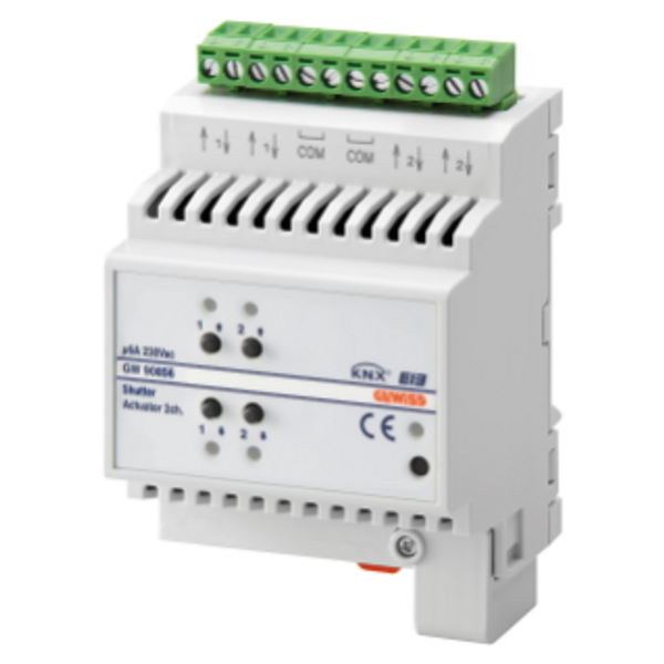 ACTUATOR FOR ROLLER SHUTTERS - 2 CHANNELS - 6A - KNX - IP20 - 4 MODULES - DIN RAIL MOUNTING image 1