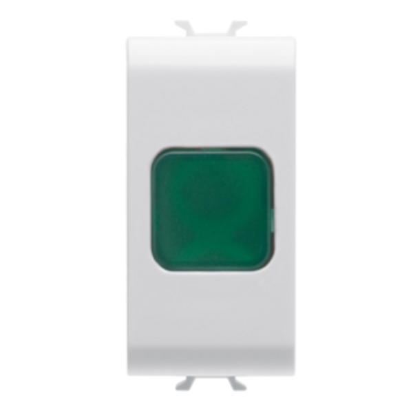 SINGLE INDICATOR LAMP - GREEN - 1 MODULE - GLOSSY WHITE - CHORUSMART image 1