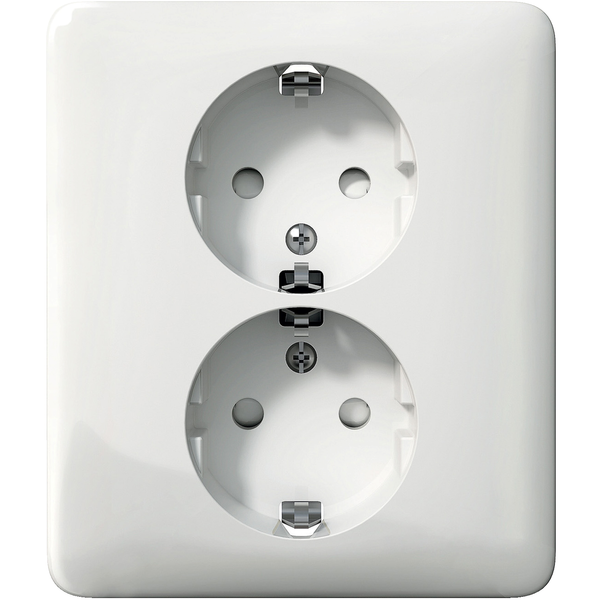 Exxact double socket-outlet earthed screw white image 4