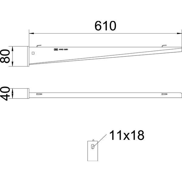 AWG 15 61 A2 Wall and support bracket for mesh cable tray B610mm image 2