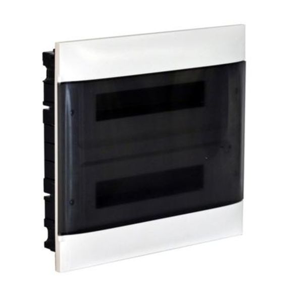 2X18 module recessed box - Smoke door - Earth terminal block - Masonry wall image 1