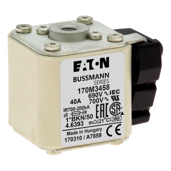 Fuse-link, high speed, 40 A, AC 690 V, compact size 1, 45 x 59 x 51 mm, aR, IEC, UL, single indicator image 20