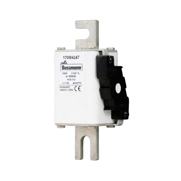 Fuse-link, high speed, 630 A, AC 1100 V, size 1, 53 x 69 x 138 mm, aR, DIN, IEC, single indicator image 10