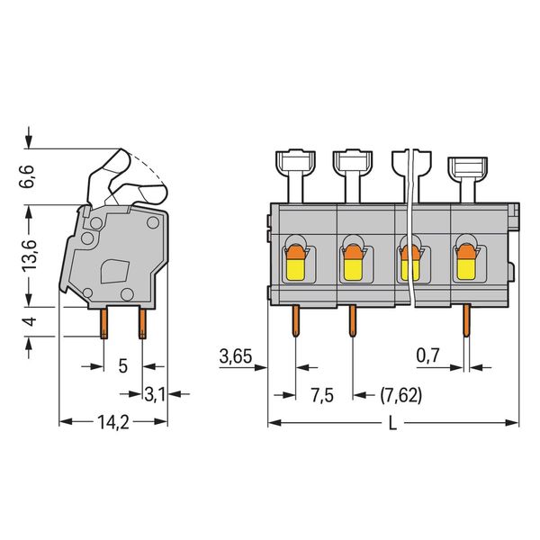 PCB terminal block push-button 2.5 mm² light gray image 2