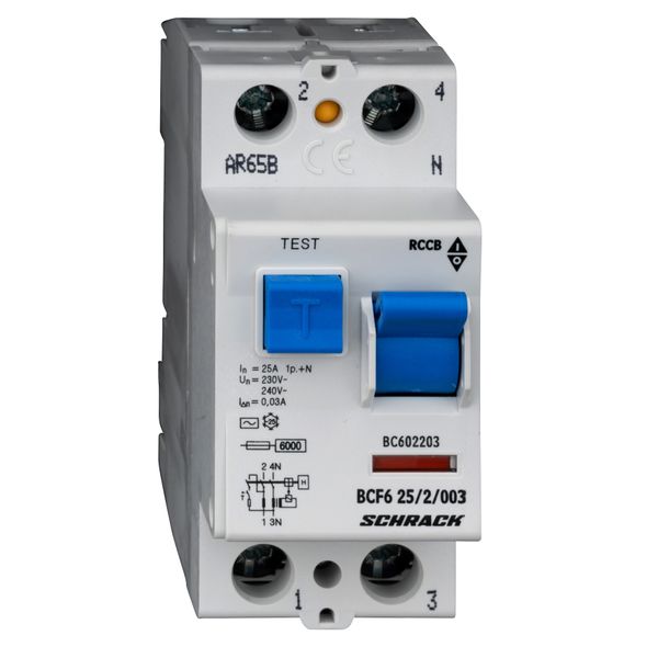 Residual current circuit breaker 25A, 2-p, 30mA,type AC, 6kA image 1