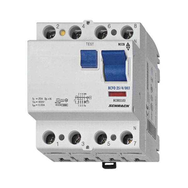 Residual current circuit breaker 25A, 4-pole, 100mA, type AC image 1