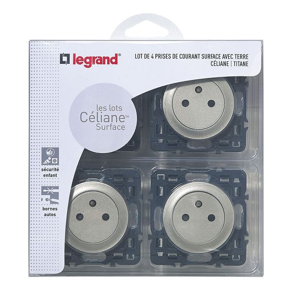 MULTIPACK CELIANE 4 SOCKETS FB STANDARD 2P+E TITANE COMPOSABLE image 1