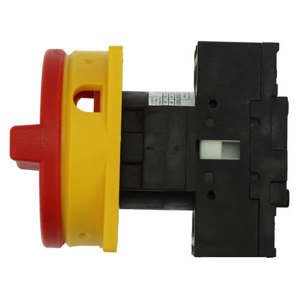 On-Off switch, P1, 40 A, flush mounting, 3 pole, Emergency switching off function, With red rotary handle and yellow locking ring, Lockable in the 0 ( image 10