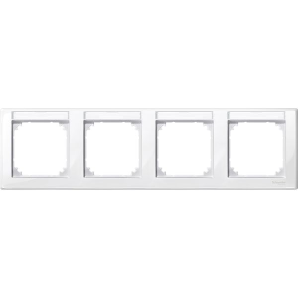 M-Smart frame, 4-gng w. label.bracket, horizontal installation, pol.wht., glossy image 4