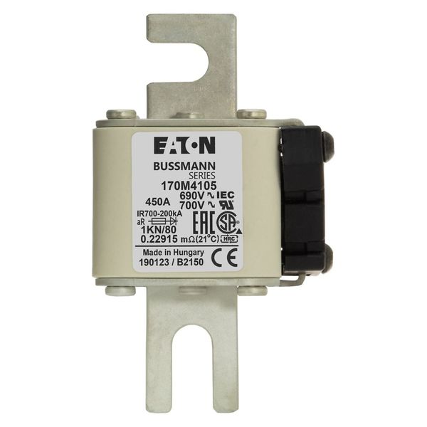 Fuse-link, high speed, 450 A, AC 690 V, size 1, 50 x 78 x 109 mm, aR, DIN, IEC, single indicator image 13