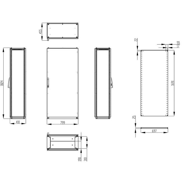 Modular enclosure 1 door IP55 H=1800 W=800 D=400 mm image 3