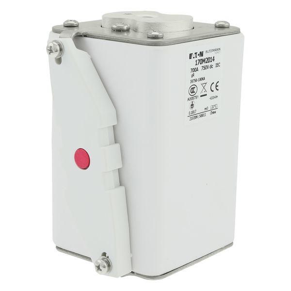 Fuse-link, high speed, 700 A, DC 750 V, size 3, 75 x 88 x 131 mm, gR, IEC, single indicator image 12