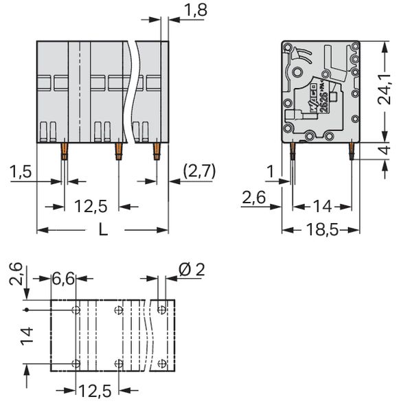 PCB terminal block 6 mm² Pin spacing 12.5 mm gray image 5