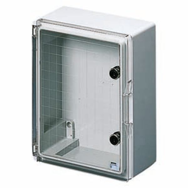 WATERTIGHT BOARD WITH TRANSPARENT DOOR FITTED WITH LOCK - GWPLAST 120 - 236X316X135 - IP55 - GREY RAL 7035 image 2