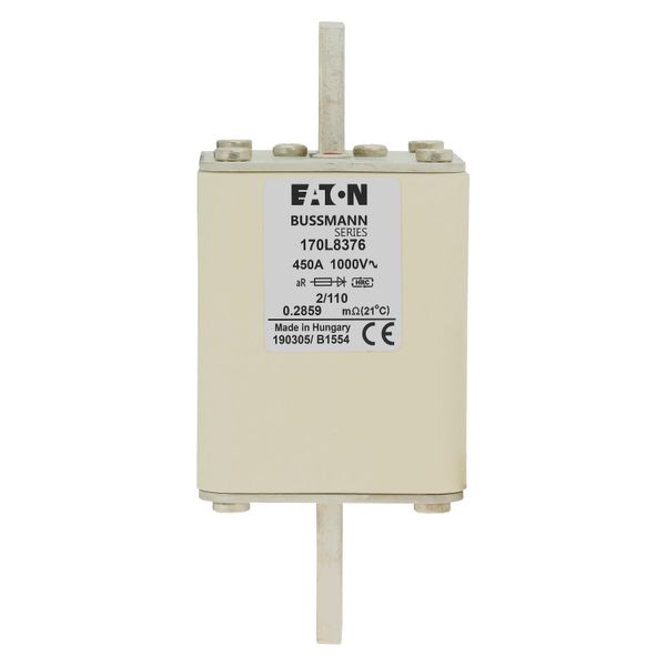 Fuse-link, high speed, 450 A, AC 1000 V, Size 2, 61 x 61 x 141 mm, aR, DIN, IEC, single indicator image 16