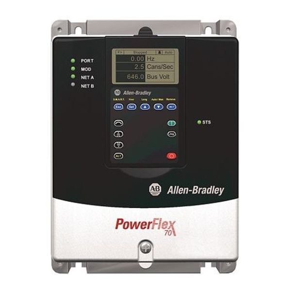 Allen-Bradley, 20AD8P0A0AYNANC0, PowerFlex70 AC Drive, 480 VAC, 3 PH, 8 Amps, 5 HP Normal Duty, 3 HP Heavy Duty,Panel Mount - IP20 / NEMA Type 1 image 1