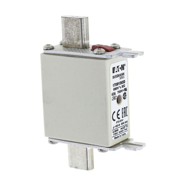 Fuse-link, high speed, 63 A, AC 690 V, DIN 000, gR, DIN, IEC, dual indicator, live gripping lugs image 10