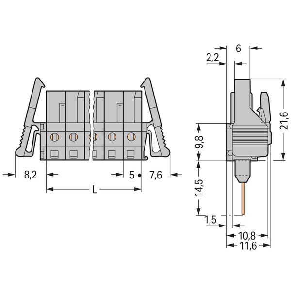 Female connector for rail-mount terminal blocks 0.6 x 1 mm pins straig image 3