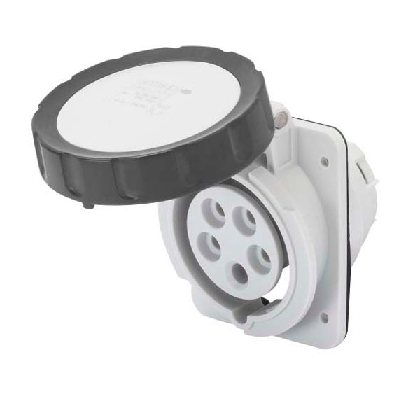 10° ANGLED FLUSH-MOUNTING SOCKET-OUTLET HP - IP66/IP67 - 3P+E 16A 600-690V 50/60HZ - BLACK - 5H - SCREW WIRING image 2