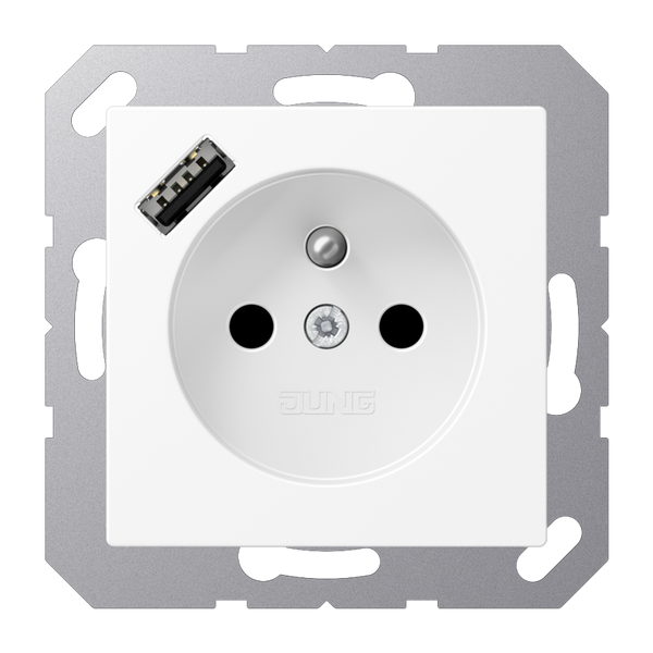 SCHUKO socket with USB type AC A1520F-18AWWM image 1