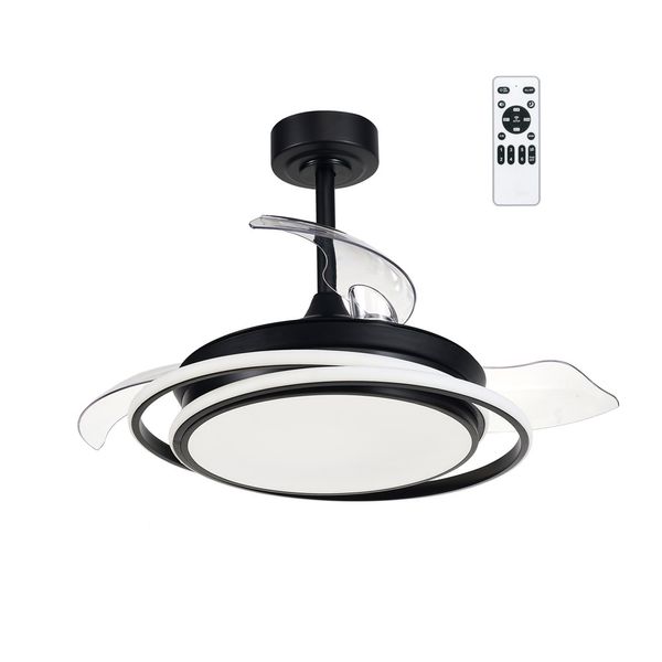 Antila Mini LED Ceiling Fan 40W 4000 Lm CCT Folding Blades Black image 1